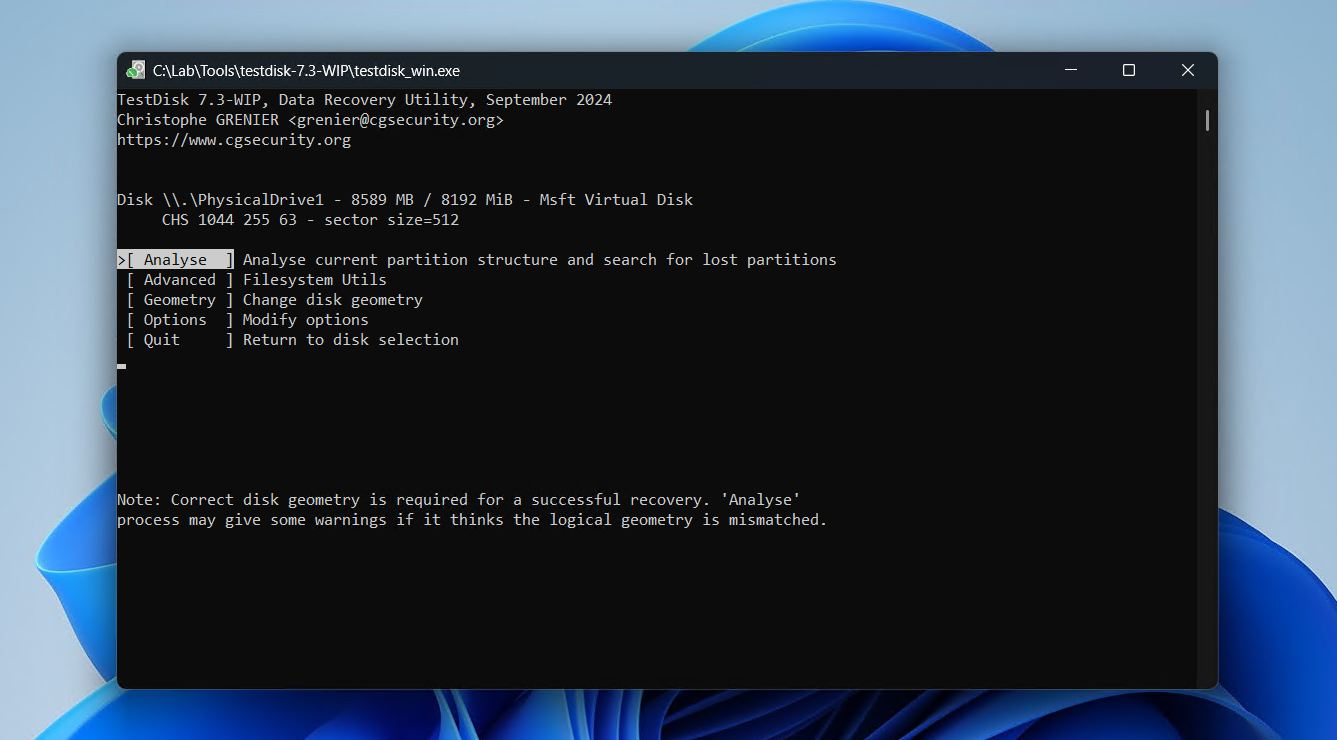 Analysing the disk.