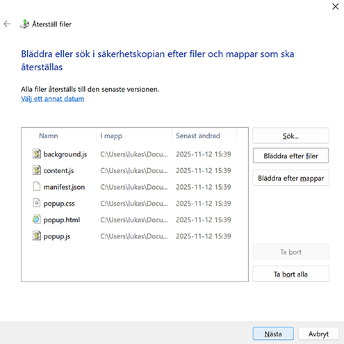 Använd funktionen för säkerhetskopiering och återställning (Windows 7) Använd funktionen för säkerhetskopiering och återställning (Windows 7)