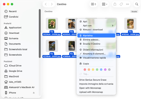 Recupero dei dati dal Cestino del Mac
