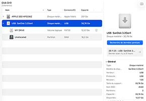Sélectionnez le disque où la partition a été perdue