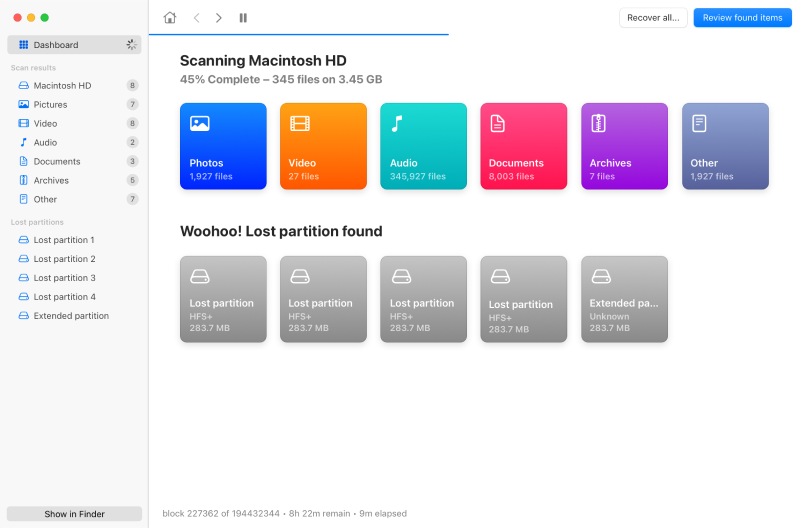 Give it some time - we've increased Disk Drill's scanning speed in the newest release Give it some time - we've increased Disk Drill's scanning speed in the newest release